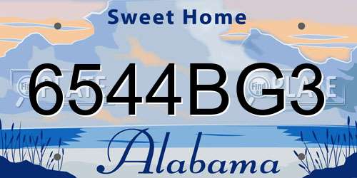 6544BG3 Alabama License Plate