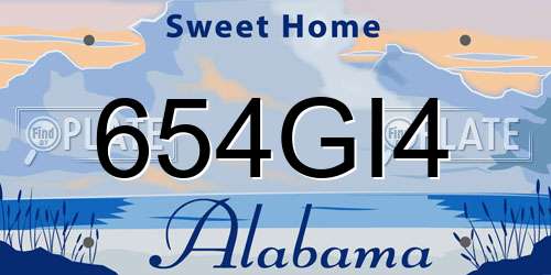 654GI4 Alabama License Plate