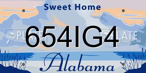 654IG4 Alabama License Plate