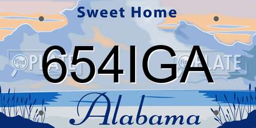 654IGA Alabama License Plate