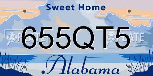 655QT5 Alabama License Plate