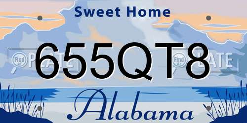 655QT8 Alabama License Plate
