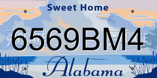 6569BM4 Alabama License Plate