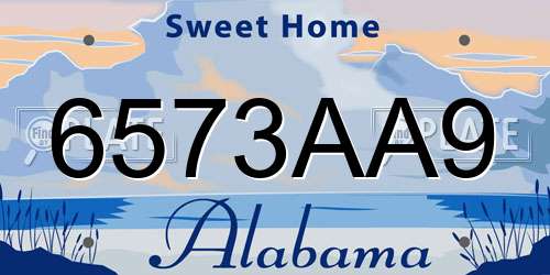 6573AA9 Alabama License Plate