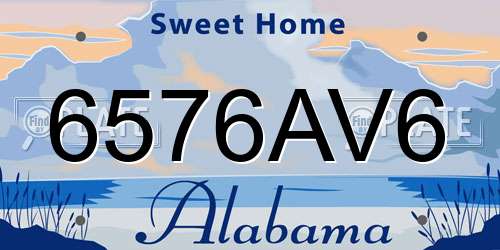 6576AV6 Alabama License Plate