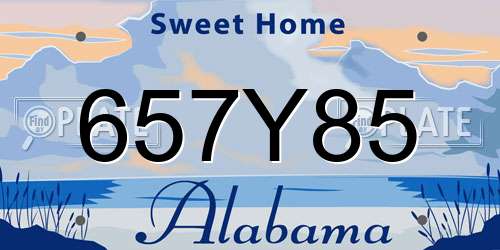 657Y85 Alabama License Plate
