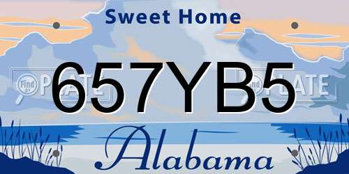 657YB5 Alabama License Plate