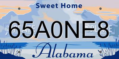 65A0NE8 Alabama License Plate