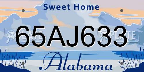 65AJ633 Alabama License Plate