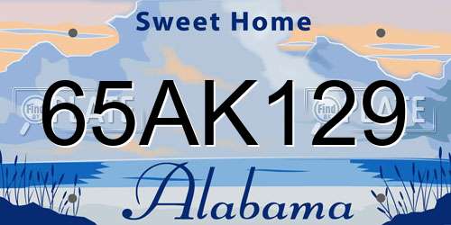 65AK129 Alabama License Plate