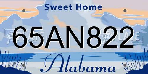 65AN822 Alabama License Plate