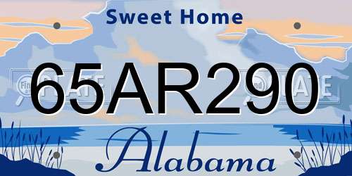 65AR290 Alabama License Plate