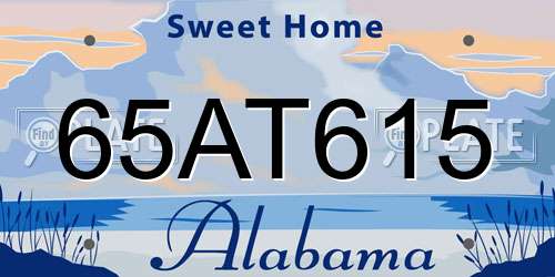 65AT615 Alabama License Plate