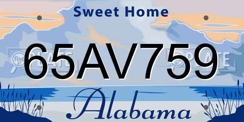 65AV759 Alabama License Plate