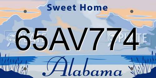 65AV774 Alabama License Plate