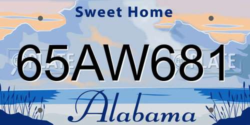65AW681 Alabama License Plate