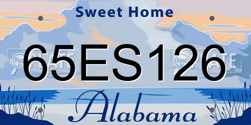 65ES126 Alabama License Plate