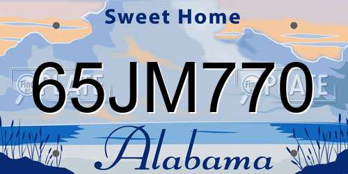 65JM770 Alabama License Plate