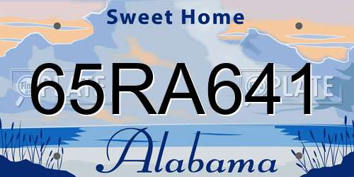 65RA641 Alabama License Plate