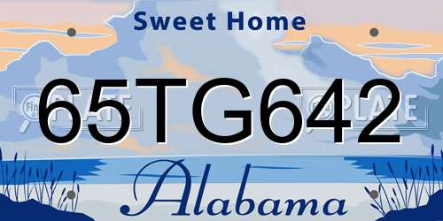 65TG642 Alabama License Plate