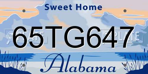 65TG647 Alabama License Plate