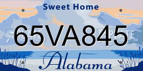 65VA845 Alabama License Plate