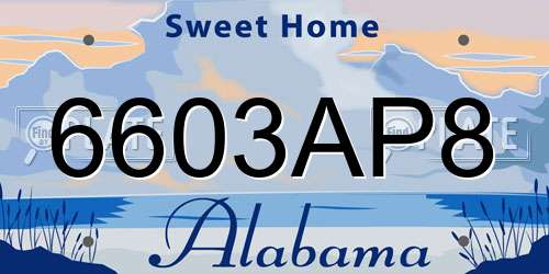 6603AP8 Alabama License Plate