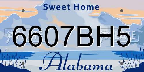 6607BH5 Alabama License Plate