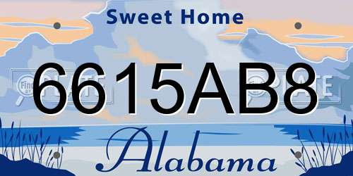 6615AB8 Alabama License Plate