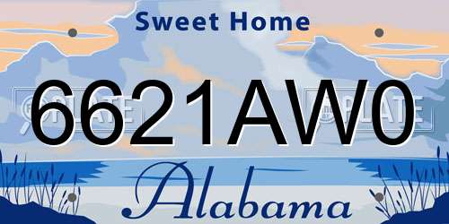 6621AW0 Alabama License Plate