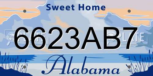6623AB7 Alabama License Plate