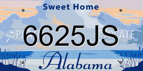 6625JS Alabama License Plate