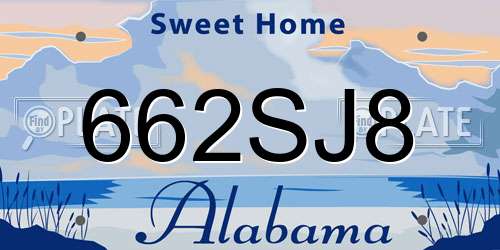 662SJ8 Alabama License Plate