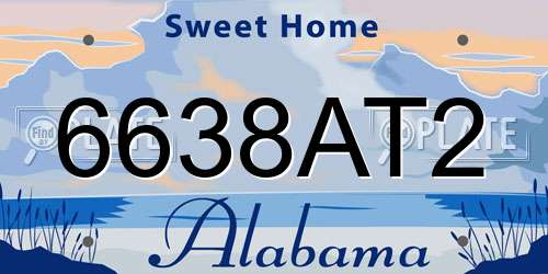 6638AT2 Alabama License Plate