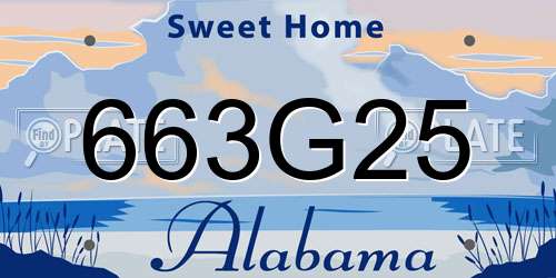 663G25 Alabama License Plate