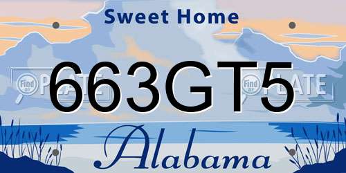 663GT5 Alabama License Plate