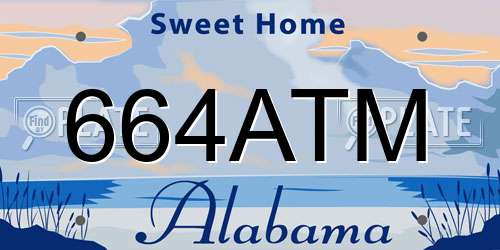 664ATM Alabama License Plate