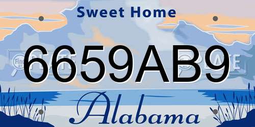 6659AB9 Alabama License Plate