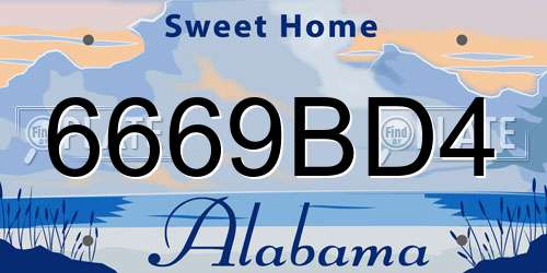 6669BD4 Alabama License Plate