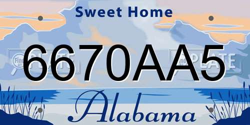 6670AA5 Alabama License Plate
