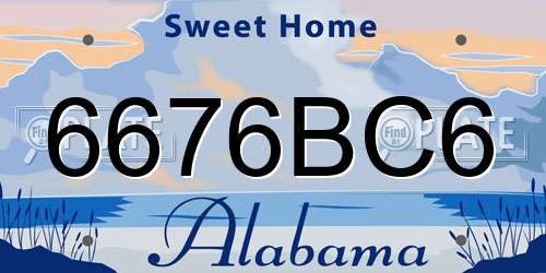 6676BC6 Alabama License Plate