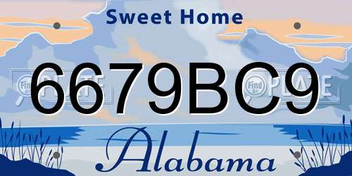 6679BC9 Alabama License Plate