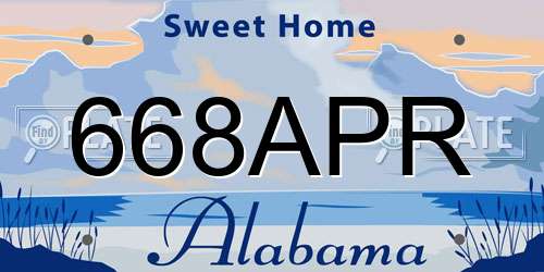 668APR Alabama License Plate