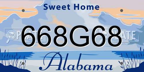 668G68 Alabama License Plate