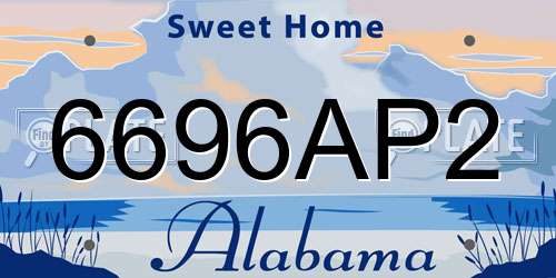 6696AP2 Alabama License Plate