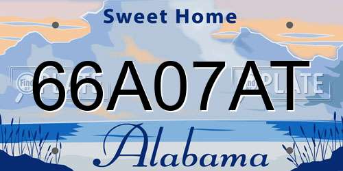 66A07AT Alabama License Plate
