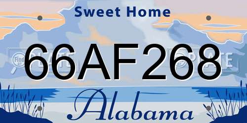 66AF268 Alabama License Plate