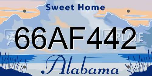 66AF442 Alabama License Plate