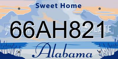 66AH821 Alabama License Plate