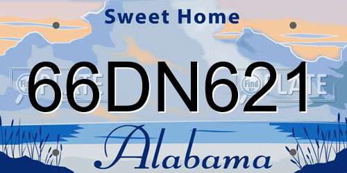 66DN621 Alabama License Plate